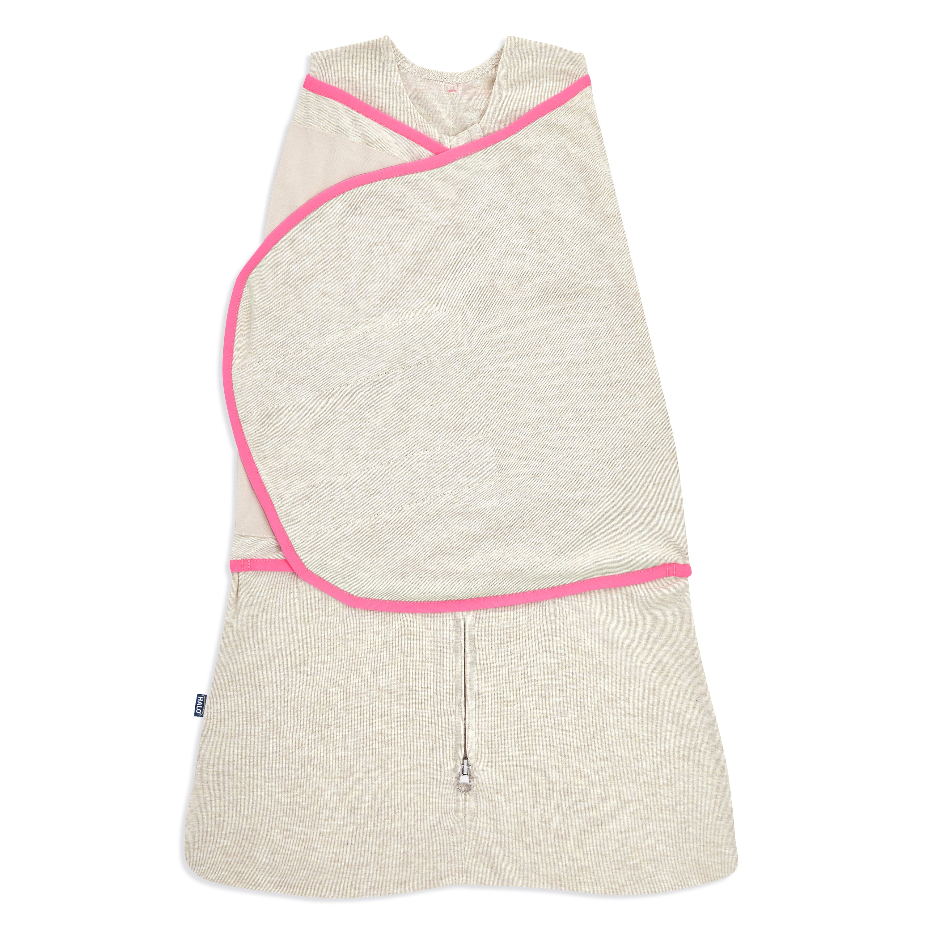 HALO oatmeal/pink ideal temp SleepSack swaddle -S