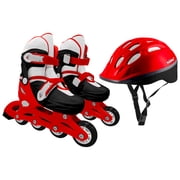 HALO Rise Above Jr. 3-Piece Adjustable Inline Skates Combo Set - Red - Skates and Helmet- Youth-Junior Sizes 12-2