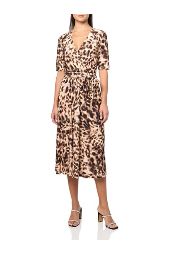 WOMEN'S SLEEVELESS V-NECK PRINTED JERSEY - SIZE: 10 - NEUTRAL LEOPARD