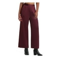 thumbnail image 1 of HALSTON Womens Burgundy Zippered Pleated Cropped Lightweight Breathable Wear To Work Wide Leg Pants L, 1 of 2