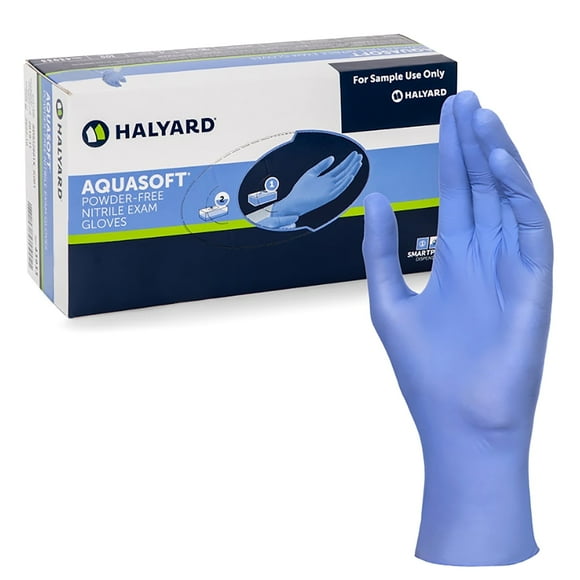 Halyard AQUASOFT Nitrile Exam Gloves, Large, Non-Sterile, Powder-Free, 300 Count Box