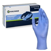 Halyard Aquasoft Nitrile Disposable Blue Exam Gloves, Medium, Powder-Free, Non-Sterile, Box of 300