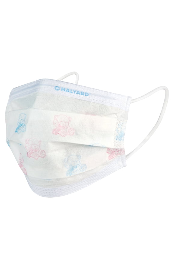 Disposable Child's Face Mask with SO SOFT Earloops, Pleat-Style, Teddy Bear, 47359 (Case of 750)