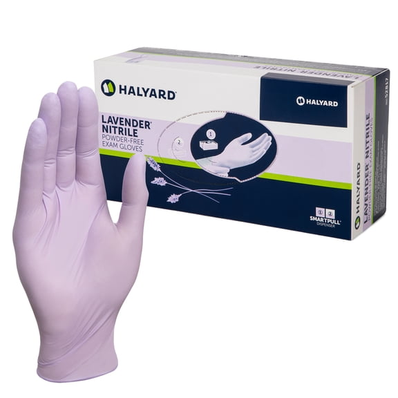 HALYARD Lavender Nitrile Exam Gloves, Powder-Free, Non-Sterile, 3.1 mil, 9.5 Inches, Lavender, Small, 52817 (Box of 250)