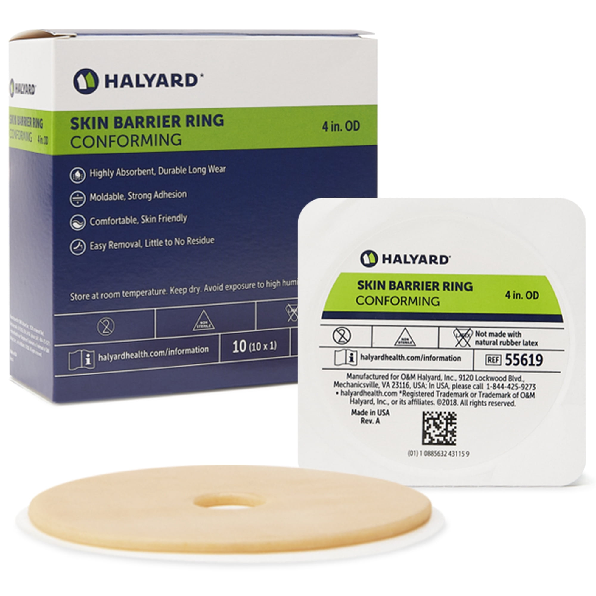 Skin Barrier Rings HALYARD Ostomy Conforming Skin Barrier Rings, 4-Inch, Case of 160 ...
