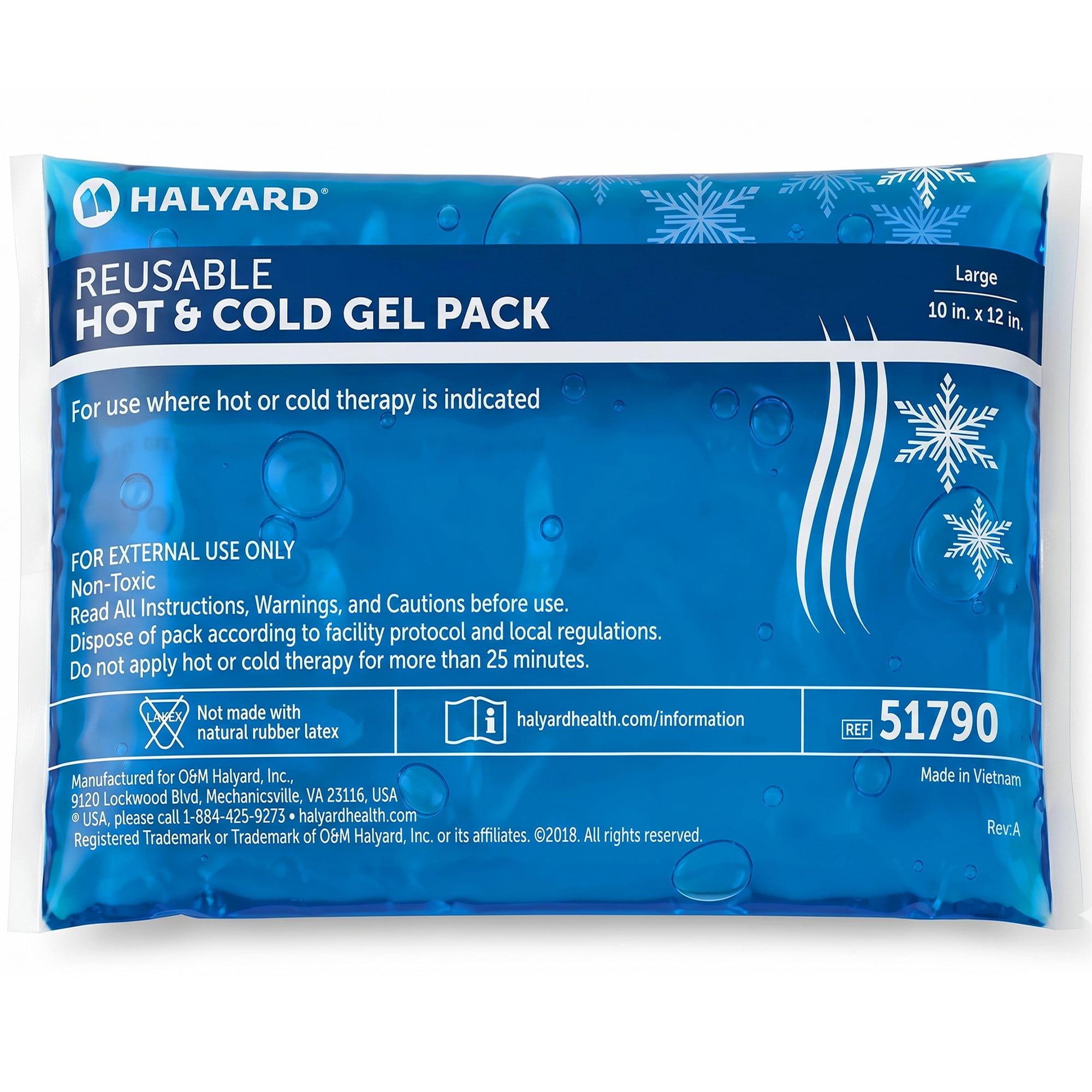 HALYARD Reusable Hot and Cold Gel Compression Packs for Injuries Pain Relief Swelling 10 x 12 Inches, Case of 12 - 51790