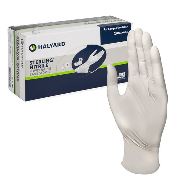HALYARD STERLING Nitrile Exam Gloves, Non-Sterile, Powder-Free, 3.8 mil, 9.5 Inches, Gray, Large, 45271 (Box of 100)