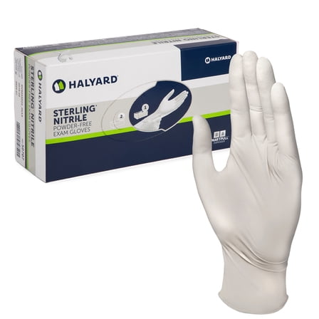 HALYARD STERLING Nitrile Exam Gloves, Non-Sterile, Powder-Free, 3.8 mil, 9.5 Inches, Gray, Small, 45269 (Box of 100)