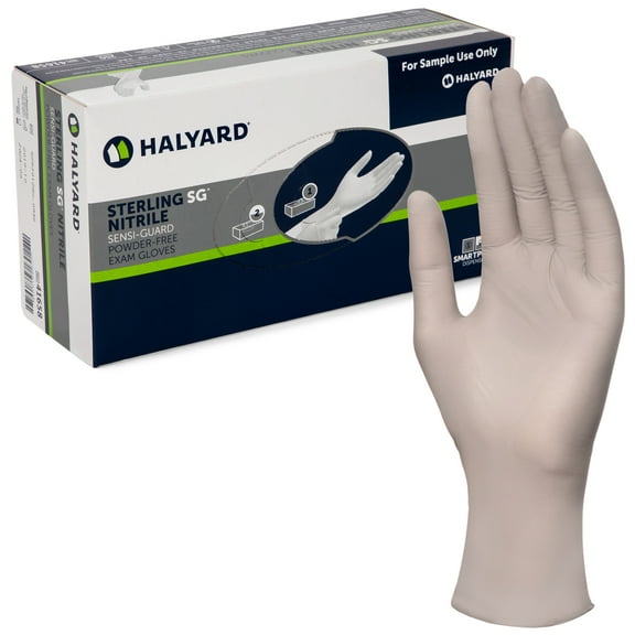 HALYARD Sterling SG Nitrile Powder-Free Exam Gloves, 3.7 mil, 9.5 Inches, Gray, Small, 41658 (Box of 250)