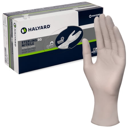 HALYARD Sterling SG Nitrile Powder-Free Exam Gloves, 3.7 mil, 9.5 Inches, Gray, Small, 41658 (Box of 250)