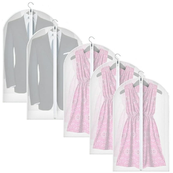 HAMCSTNF Garment Bags, Moth Proof Coat Covers, 5-Piece, Clear