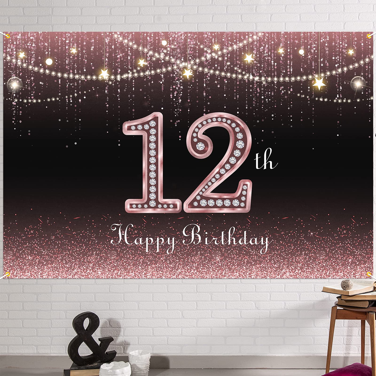 HAMIGAR 6x4ft Happy 12th Birthday Banner Backdrop - 12 Years Old ...