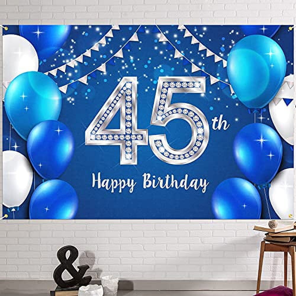 45th Birthday Backdrop Banner - 71x44 Inch Gold Party Decorations For A Memorable Milestone Celebration
