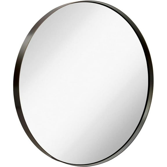 HAMILTON HILLS CONTEMPORARY BRUSHED METAL BRONZE WALL MIRROR GLASS PANEL