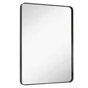 HAMILTON HILLS CONTEMPORARY BRUSHED METAL WALL MIRROR GLASS PANEL BLACK FRAMED