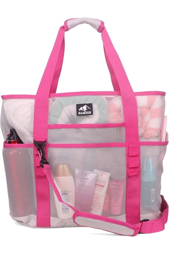 Mesh Beach Bag - Large Travel Tote Bag Lightweight & Foldable Beach Bag Toy Bag for Family Vacation