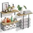 thumbnail image 1 of HAMITOR Floating Shelves Wall Mounted Over Toilet: Bathroom Shelf with Towel Rack Paper Holder Storage - Rustic Wood Farmhouse Shelves for Wall Decor/Bathroom C30, 1 of 3