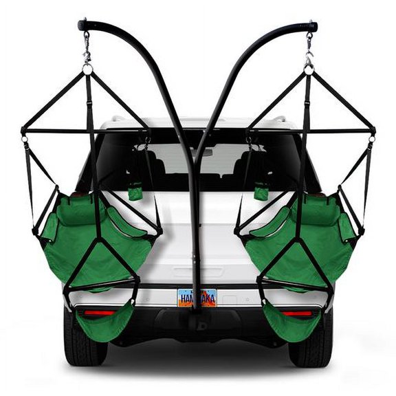 HAMMAKA Trailer Hitch Stand and 2 Ripstop Nylon AIR LITE Chairs (Kelly Green)