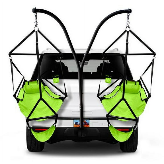 HAMMAKA Trailer Hitch Stand and 2 Ripstop Nylon AIR LITE Chairs (Neon Yellow)