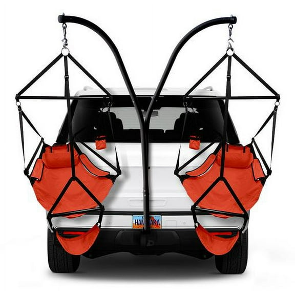 HAMMAKA Trailer Hitch Stand and 2 Ripstop Nylon AIR LITE Chairs (Orange)