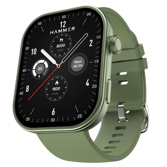 HAMMER Tussle 2.01" HD Display Smart Watch, Bluetooth Calling, Rotating Crown, Voice Assistant, in-Built Games, Smart Notifications, Sports Mode, DND, Raise to Wake (Limelight Green)