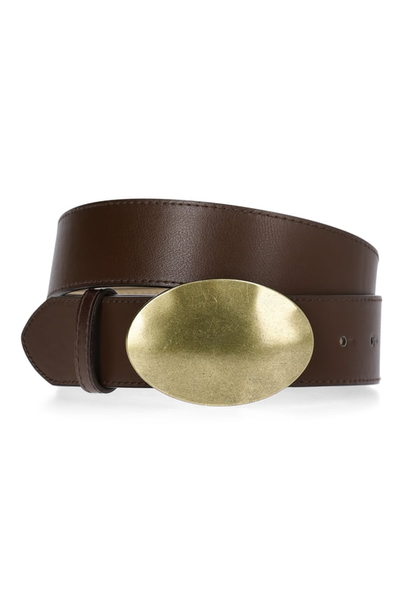 Hammered Buckle Faux Leather Belt, Women's S/M-2XL