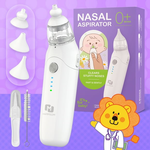 HAMMSOM Baby Nasal Aspirator - 3 Suction Nozzles, 3 Modes, Snot-Free Comfort for Newborns, Infants, and Toddlers