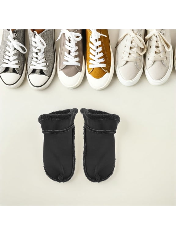 Thermal Boot Liners, Black Fuzzy Plush, Detachable for Home, 1Pair