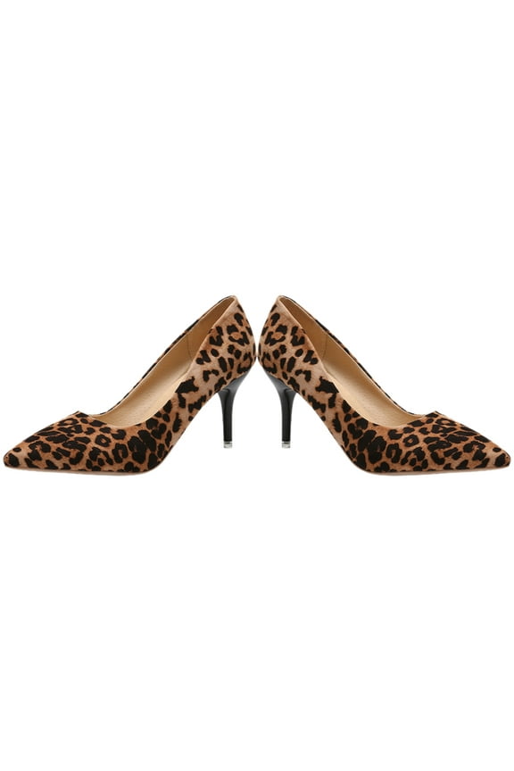 1 Pair Leopard Print Ladies Shoes High Heel Pumps for Office and Casual Occasions Plastic Rattan Material