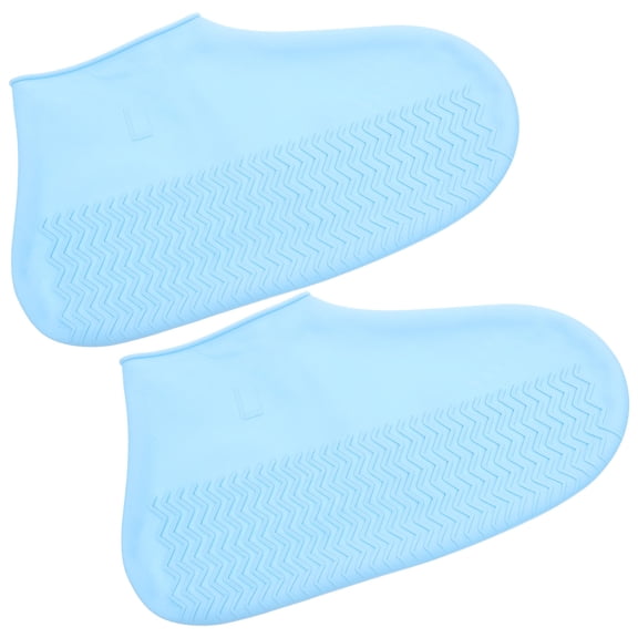 HAMPPLIES 1 Pair Rain Boot Covers with Anti Skid Design for Outdoor Use Blue Silicone