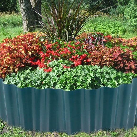 HAMPPLIES 1 Roll Green Plastic Lawn Edging for Garden Border with Natural Decor
