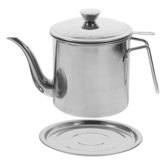 HAMPPLIES 1 Set Cooking Grease Container With Strainer 304 Stainless Steel 1.4L Capacity For Kitchen Use