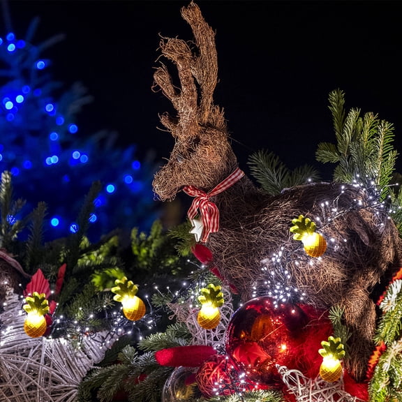 HAMPPLIES Home Users Pineapple Shape 1 Set Copper Wire Led Lighting Warm Light Christmas Decor