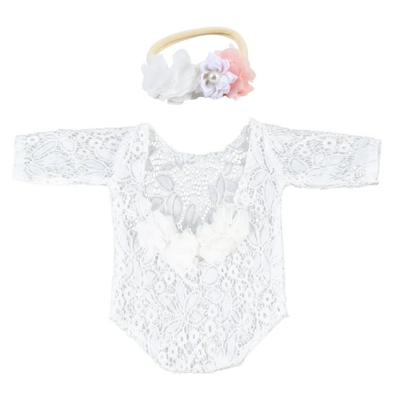 HAMPPLIES 1 Set Newborn Photography Outfits for Girls in White Chiffon with Elasticity for Baby Shower