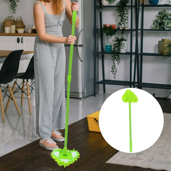 HAMPPLIES Green Chenille Retractable Mop with Telescoping Handle for Household Floor and Glass Cleaning
