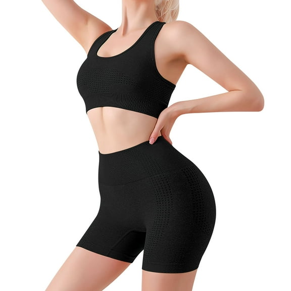 HAMPPLIES 1 Set Workout Clothes for Women Form-fitting Comfortable Black for Running Jump Rope