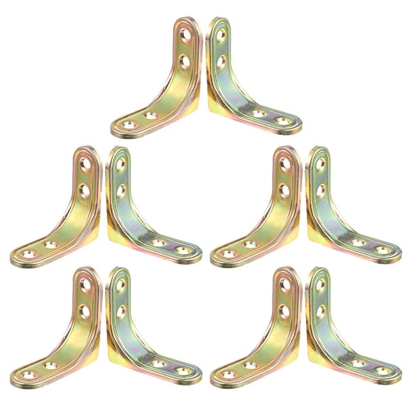 HAMPPLIES 10 Pcs Heavy Duty L Bracket Golden Metal For Furniture Assembly