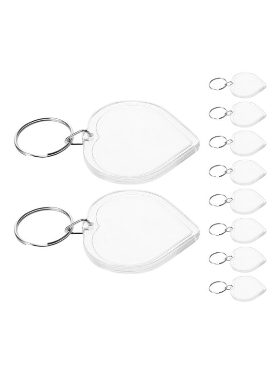10 Pcs Key Holder Pendant Acrylic Transparent Photo Insert for Valentine's Day