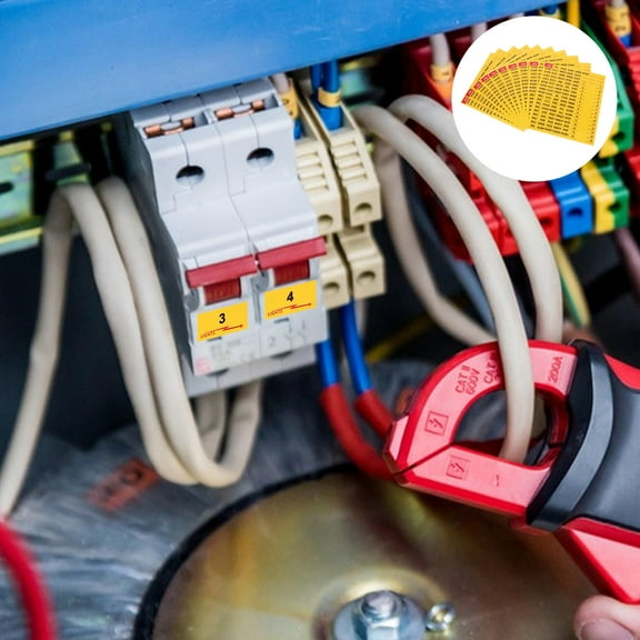 HAMPPLIES 10 Sheets Electric Panel Identify Sticker for Maintenance Assistance in Yellow Paper