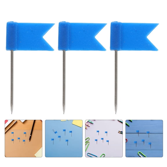 HAMPPLIES 100Pcs Blue Decorative Push Pins for Cork Board Map Marking Travel Planning and Office Use