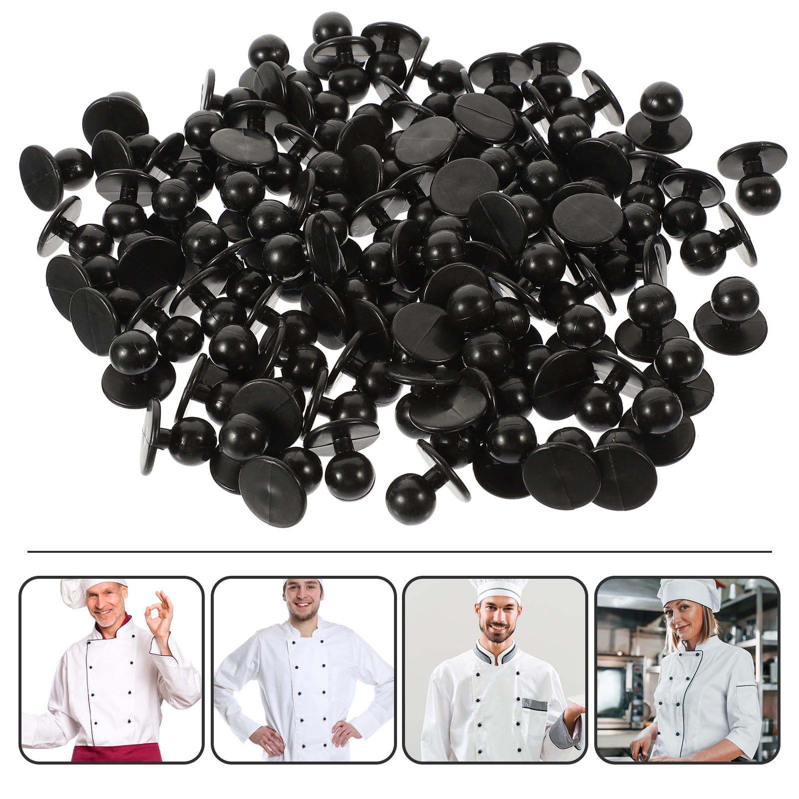 HAMPPLIES 100Pcs Flat Buttons for Sewing for Work Uniforms Square Black ...