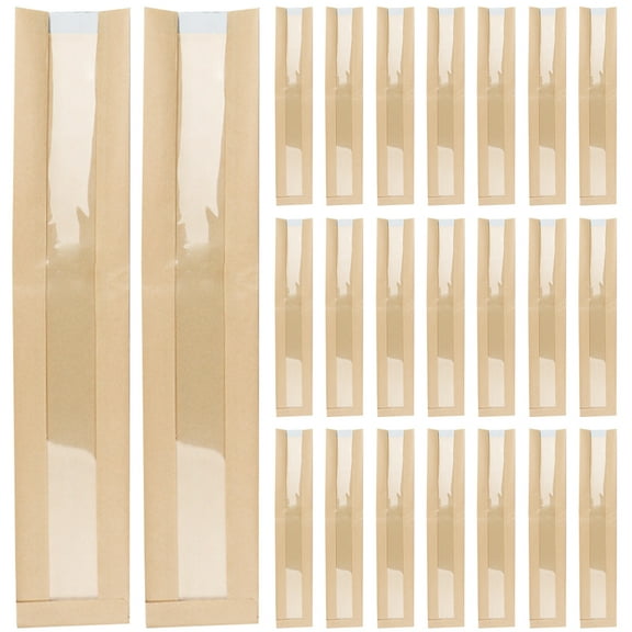 HAMPPLIES 100Pcs Paper Bread Bags with Window for Homemade Bread Packaging and Bakery Treats