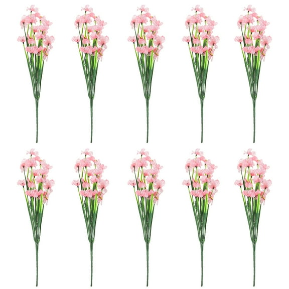 HAMPPLIES 10Pcs Artificial Violet Flower Pink With Silk Fabric For Indoor Decor And Outdoor Decor