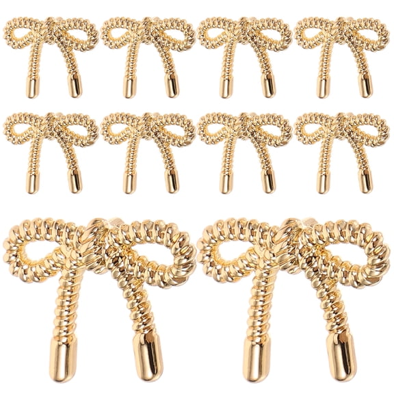 HAMPPLIES 10Pcs Bow Buttons for Sewing Clothes and Garments Decorative Golden Alloy
