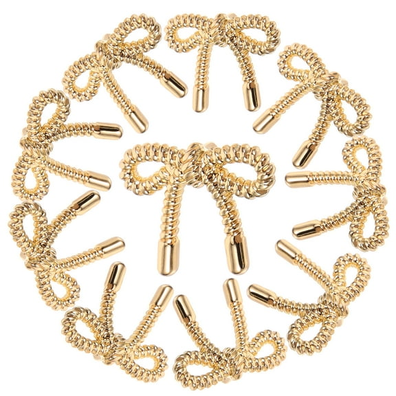 HAMPPLIES 10Pcs Bow Buttons for Sewing Clothes and Garments Decorative Golden Alloy