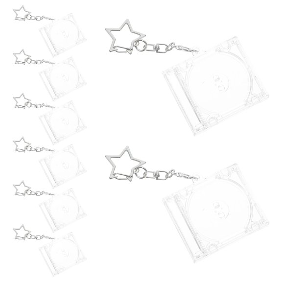 HAMPPLIES 10Pcs Clear Cd Jewel Keyrings Player Shaped Key Pendant Perfect for Album Display