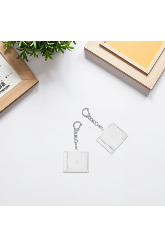 10Pcs Clear Cd Jewel Keyrings for DIY Album Case Player Shaped Key Pendant