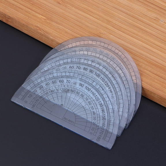 HAMPPLIES 10Pcs Clear Plastic Protractor with Black Numbers for Math Use