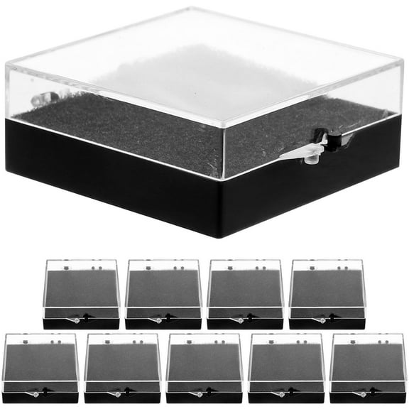 HAMPPLIES 10Pcs Coin present Box Black Plastic Jewelry Organizer Box For Collecting