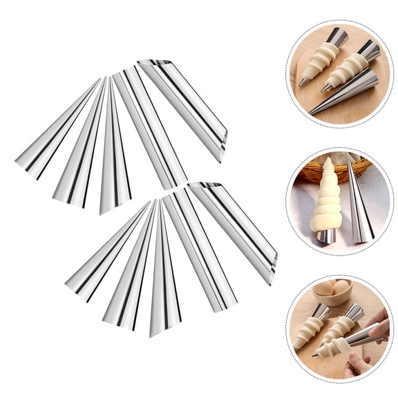 HAMPPLIES 10Pcs Cream Horn Molds Stainless Steel Cone Bread Molds for Baking Appetizers